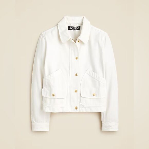 NWT J CREW Short Barn Jacket™ in cotton twill in White - Picture 4 of 8